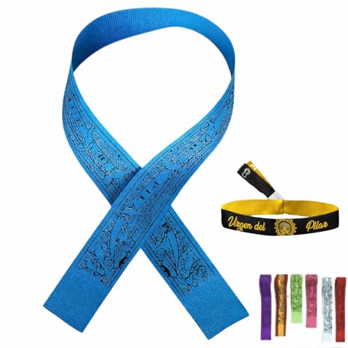 Genérico Pulsera Virgen Del Pilar - Cinta De 40 Cm Con Impresión De 36,5 Cm - Diseño Tradicional De Seda Ajustable - Símbolo De Fe Y Devoción - Pulsera Unisex Azul Oscuro