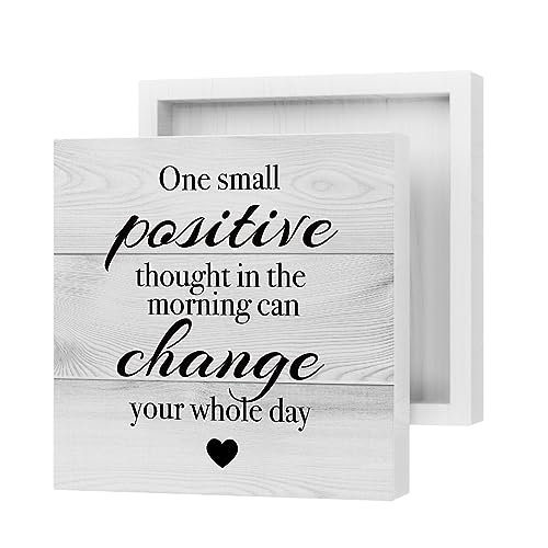 Inspirational Decorative Signs Plaques Wooden Box Sign Desk Decor, Rustic Farmhouse Home Office School Decor Wood Block Plaque Box Sign Motivational Decorations for Living Room Bedroom Table Shelf