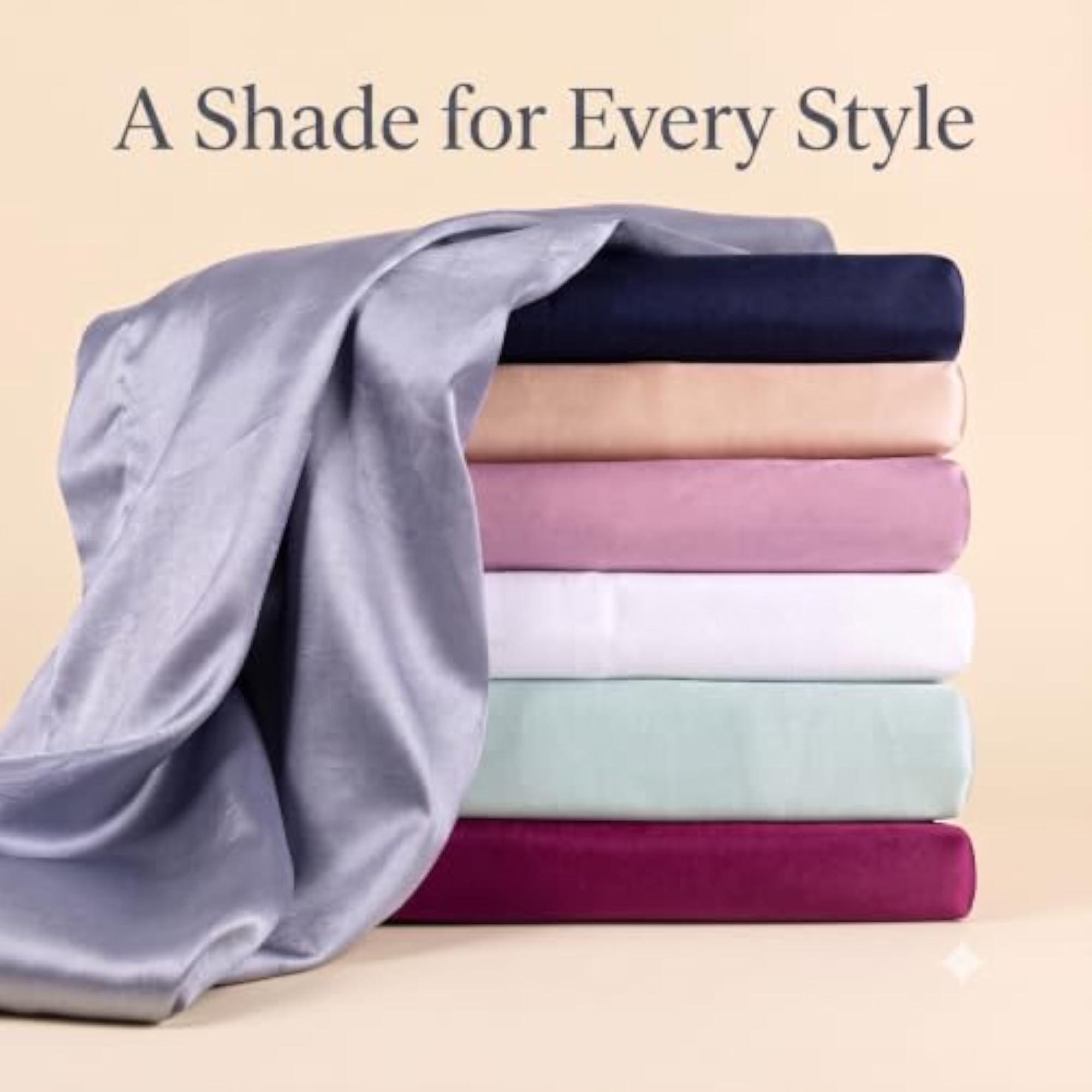400TC Luxurious Satin Silk King Size Flat Sheet with 2 Pillow Covers
