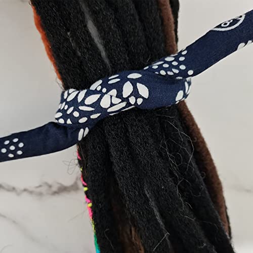 2Pcs Dreadlocks Hair Ties Wrap Bendable Hair Bands For Dreads Iron Wire Ponytail Holders For Women Men Locs Braids Twists Long Thick Curly Hair(25Inch,Black & Bohemian Blue) #TOP4