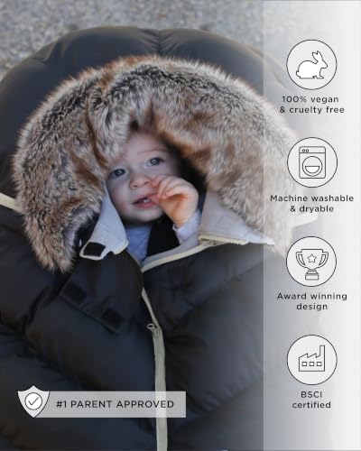 7AM Infant Car Seat Cover - Winter Puffy Cover with Center Zipper for Baby Boys & Girls, Lightweight, Windproof & Water-Repllent Outer Shell, Universal Fit for Infant Car Seat | (0-12M) — view 8
