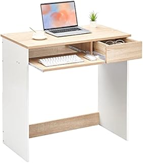 Small Computer Gaming Desk Corner Office Desk Wooden Gaming Study Desk Pc Study with Drawers and Keyboard Storage Home Laptop Writing Desk for Bedroom Student and kids Table, White(80 * 45 * 74cm)
