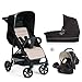 Hauck Rapid 4 Plus Trio Set - 3 en 1 carrito de bebe, Grupo 0+ adaptable a isofix, capazo, respaldo reclinable, de 0 meses a 25 kg, manillar ajustable en altura, plegado con una sola mano, negro beige