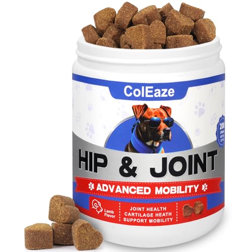 ColEaze Glucosamine for Dogs 200 Count Maximum Strength Joint Health Supplement – with Chondroitin and MSM Lamb Flavor