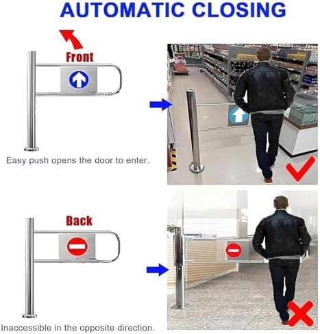 Cancello a Battente unidirezionale a Chiusura Automatica per ingressi di supermercati, Magazzini e Cortili, con Ritorno a Molla. (Left)
