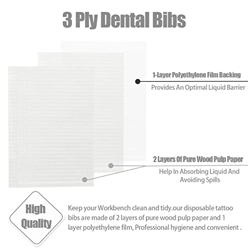 125 Stk. Einweg-Dentalbüchsen für Patienten, 13 \x18\, 3-lagiges wasserdichtes Piercing-Tattoo-Papier-Servietten-Tuch für Zahnklinik, Tattoo-Station und Salon (White)
