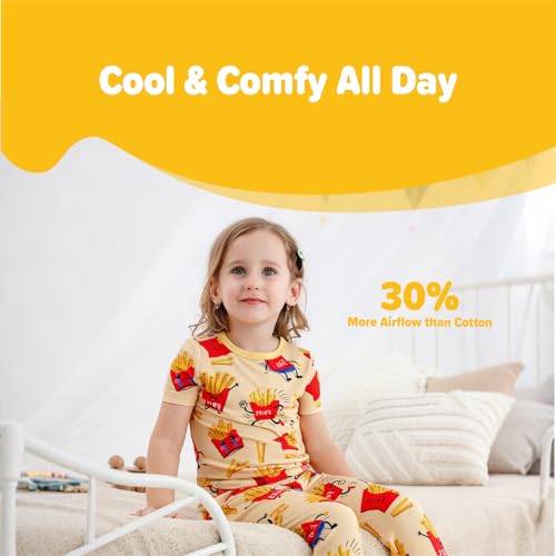 Image of Kids 2-Piece So Soft Playtime Set-Lightweight Viscose from Bamboo Short Sleeve Top&Leggings for Toddler Boy & Girls