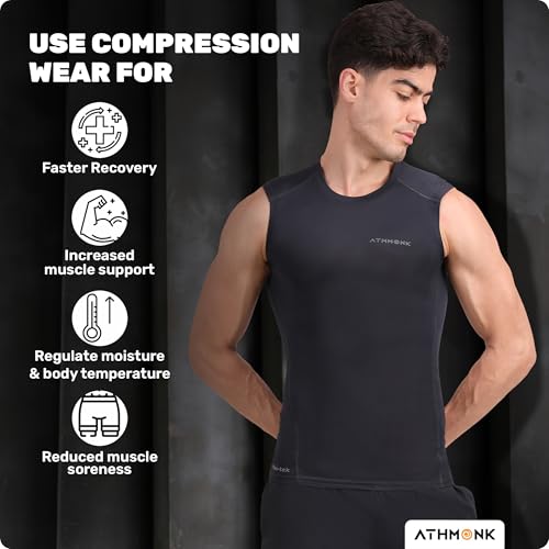 Image of Compression Vest Tank Body Shaper Without Sleeve for Men - Gym Shirt for Men Men Shapewear - Keep Dry Tight Skin Fit - Breathable Inner for Men Sports Wear Workout Gym Sports