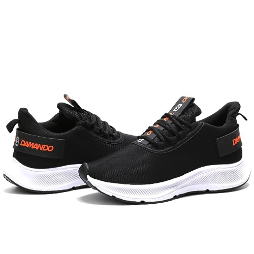 Tênis Masculino para Corrida, Caminhada e Academia, Preto/Branco (Preto/Laranja, BR, Adulto, Numéric