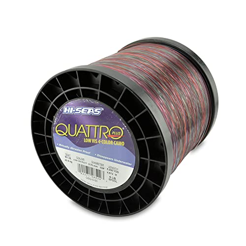 Hi-Seas Quattro Monofilament Line, 50 lb / 22.6 kg Test, .028 in / 0.70 mm Dia, 4-Color Camo, 5000 yd / 4572 m