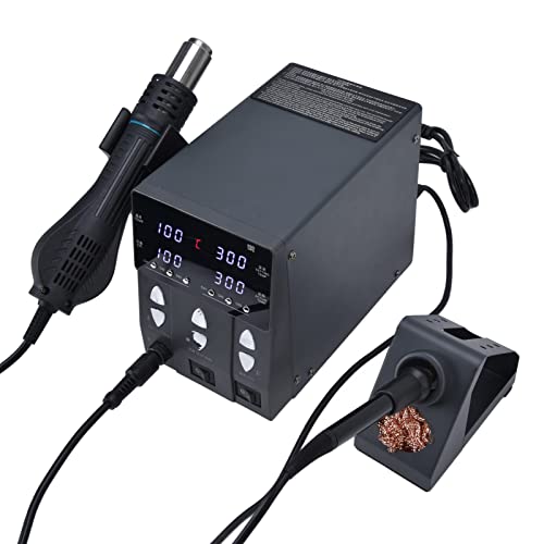 2 Em 1 Estações de Ferro de Solda, Estação de Solda de Ar Quente de Baixo Ruído ABS + Ajuste de Temp