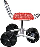 CQLXZ Mobiler Gartensitz, fahrbarer Sitz für die Gartenarbeit, 3-Rad-Design, höhenverstellbarer 360° drehbarer Sitz, kleine Gartengeräte für Jäten/Rasenpflege im Freien, 2 Rot