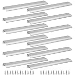 Cjueiom 12 Pack Concealed Kitchen Cupboard Handles 256mm Hole Center Hidden Drawer Pulls, Finger Edge Pull Aluminum Cabinet Handle Invisible Door Knob for Wardrobe (300mm Total Length, Silver)