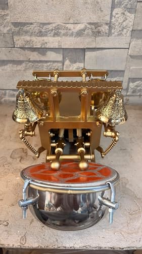 Image of Automatic Electric Mini Aarti Machine with Nagara & 2 Bells & 2 Zalar(Golden Colour) 6 inch Size for Home /Temple Satsang /Pooja Room With Adaptor