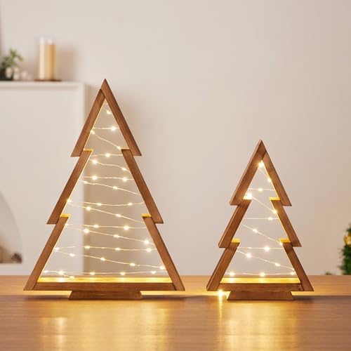 2-Pack-Wooden-Tabletop-Christmas-Trees-with-Lights-Modern-Christmas-Decorations-Indoor-Farmhouse-Christmas-Decor-Small-Tree-for-Table-Top-Mantle-Shelf-Large-142-in-Small-102-in 2 Pack Wooden Tabletop Christmas Trees with Lights Modern Christmas Decorations Indoor Farmhouse Christmas Decor Small Tree for Table Top Mantle Shelf Large 142 in Small 102 in
