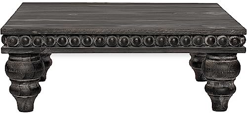 Farmhouse Pedestal Tiered Tray Decor By Felt Creative Home Goods - Shabby Chic Vintage Wood Riser For Coffee Bar, Bathroom, Kitchen Island (Rustic Black) #TOP7