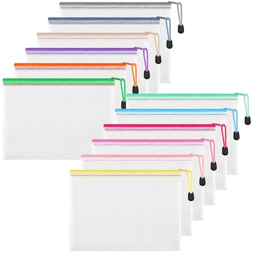 HEETA 12 Stück A5 Dokumententasche mit Reißverschluss