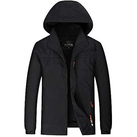 Lachi Men's Spring Casual Jacket Outdoor Lightweight Windbreaker Jacket Stand Collar Jacket Military Jacket Black Cover