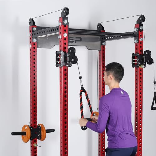 Tricep Rope Fitness Attachment Cable Machine Pulldown Heavy Duty Coated Nylon Rope with Solid Rubber Ends (36'' Black&Red)