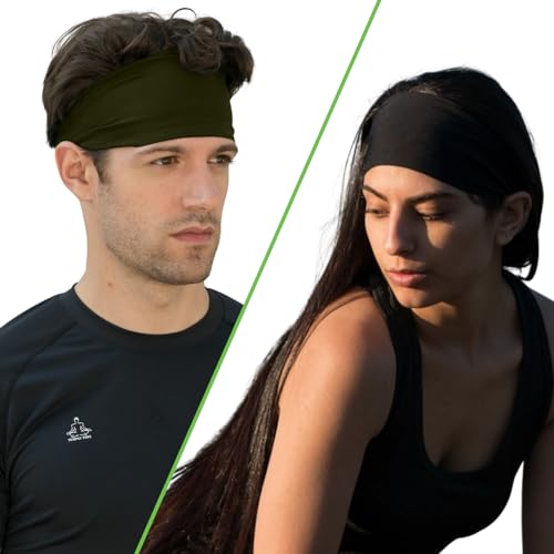 Temple Tape VALUE COMBO PACK - 1-BLACK & 1-OD GREEN Headband, Sweatband And Sports Headbands Moisture Wicking Workout Sweatbands thumb #4