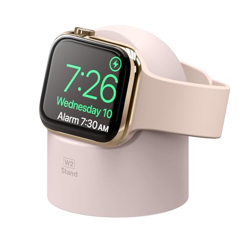 elago Support Chargeur W2 Compatible avec Apple Watch Ultra 2/9/8/Ultra/SE2(2022)/7/6/SE/5/4/3/2/1 (49mm/45mm/44mm/42mm/41mm/40mm/38mm), Station Chargement, Mode Table de Nuit (Rose)