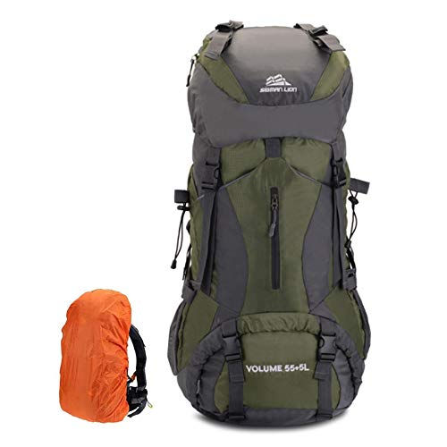 Fimghsoo Mochila de Senderismo 60L de Montañismo de Nailon con Estructura