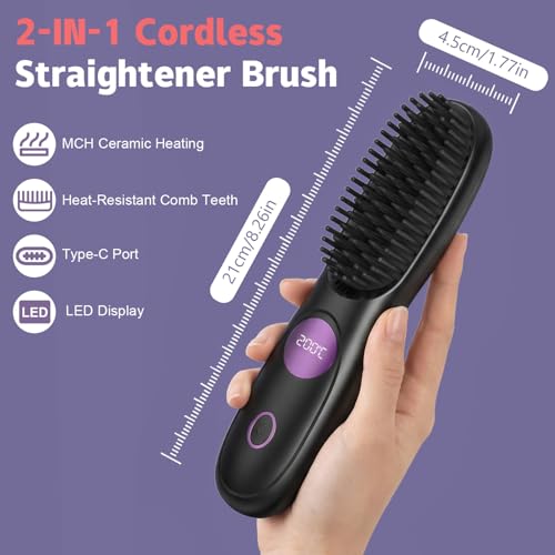 Plancha de Pelo Portátil Recargable Go Brush Pro Negra miniatura 2