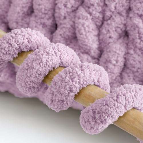 Mellobello Jumbo Chunky Yarn for Hand Knitting - Super Thick Chenille Chunky Yarn for Crocheting - Extra Soft Bulky Fluffy Blanket Big Yarn 8 Jumbo Pack (27yds,8 oz Each Skein) Light Purple by mellobello - Image 5