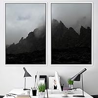 2 Piece Framed Canvas Wall Art Foggy Scenery Canvas Prints Home Artwork Decoration for Living Room,Bedroom - 16