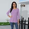 Three Quarter Sleeve Tops Womens Lightweight Solid Color Tops 3/4 Sleeve Casual Gym Fashion Daily T-Shirts Ladies Summer Round Neck Blouses 01-Light Purple S #4