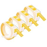 Was Sie erhalten: 4 Stück Bänder Ersatz für Dymo S0898170 A0898170 520108 3D-Prägung Selbstklebendes, Weiß Druck auf Gelb, Kompatibles für Dymo 3D Prägeetiketten. (Kein Original)