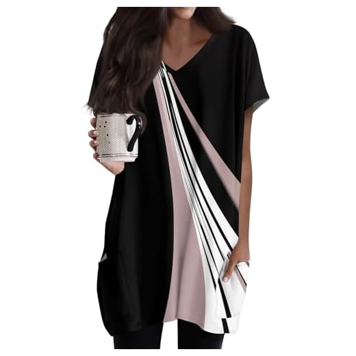 Tunika Damen Sommer Longshirt Damen Lässig Für Leggings Tunika Sommer Große Größen Longshirt Kurzarm Bluse Langarm Oversize Lange Oberteile Für Leggings 924-Pink 3XL