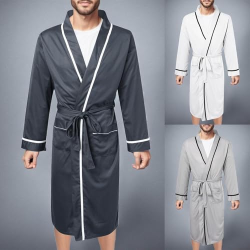 Albornoz ligero de algodón estilo kimono con bolsillos y cinturón 3