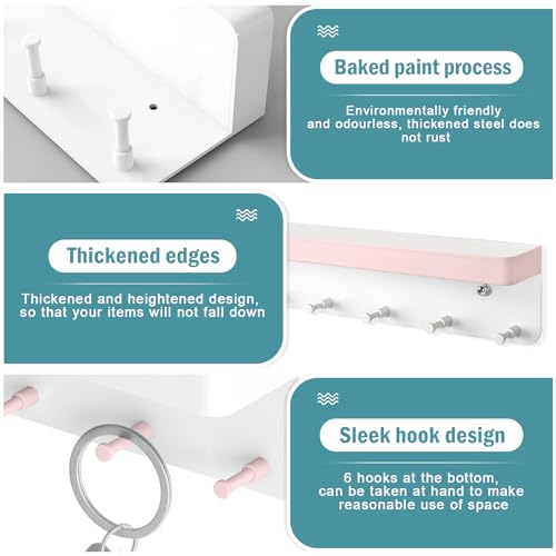 BINYI Colgador de Llaves para Pared Cuelga Llaves Pared Percheros Pared con Estante y 6 Ganchos Key Holder Wall Cuelgallaves Casa Llavero Pared para Entrada Salón Cocina Pasillo Oficina (Blanco) - imagen 7