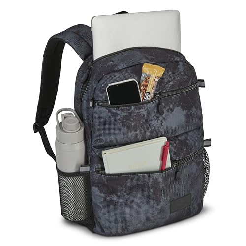 Image of High Sierra Everclass Backpack - Travel or Work Laptop Bookbag with 360 Reflectivity, Dual Water Bottle Pockets & Fits Laptops Up To 15.6 inch, One Size, Charcoal Waves