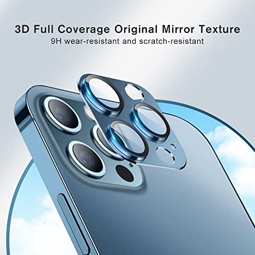 Image of Camera Lens Protector for iPhone 14 Pro /iPhone 14 Pro Max, Alloy Metal Camera Cover with Tempered Glass Screen Protector,Case Friendly,Scratch Resistant (BLUE)