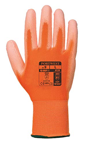 Portwest A120 Breathable PU Palm Glove, Orange, Large