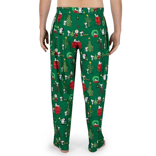 Collections Etc Peanuts Christmas Holiday Green Lounge Pants4