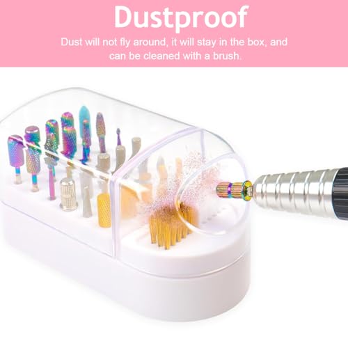 MAYCREATE® 2 in 1 Nail Drill Bits Organizer Case with Nail Drill Bits Cleaning Brush, 30 Holes Dustproof Nail Art Drill Bits Stand with Lid Nail Drill Bits Storage Box with... - Image 6