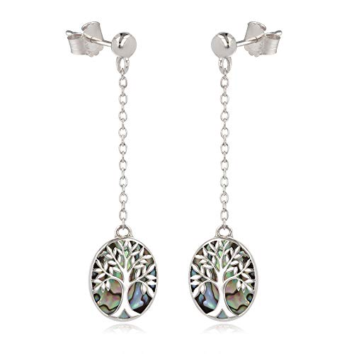 Boucles d'oreilles arbre de vie argent nacre abalone pour illuminer votre style