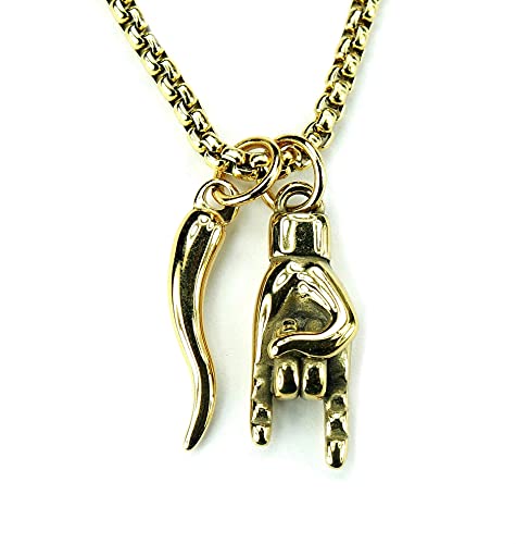 Mano Cornuto and Cornicello combo Necklace, on 24