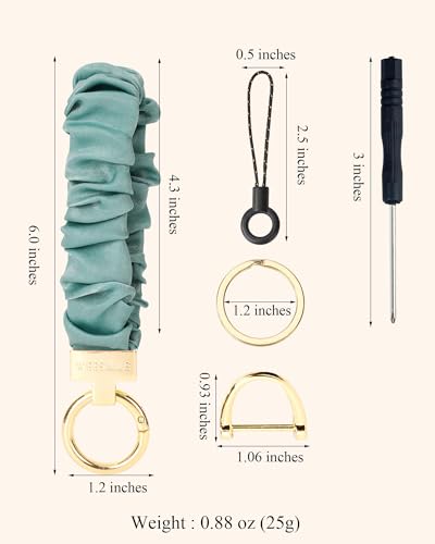 Image of WEESMILE Scrunchie Keychain Wristlet for Car Key Chain with D Key Ring