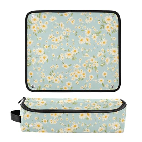 Bolsa de viaje Art Daisy Flowers para herramientas de cabello con tapete resistente al calor miniatura 3