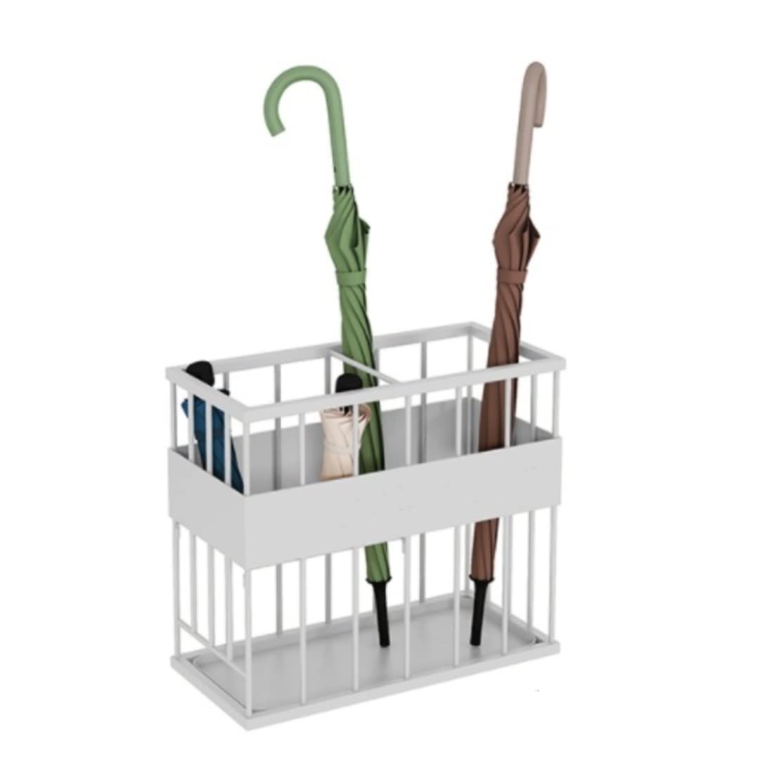 Porte-parapluie en fer blanc au design moderne pour garder votre porte d'entrée propre