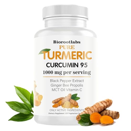 Biorootlabs Turmeric Curcumin Supplement - 95% Curcuminoids with Bee Propolis Ginger & Black Pepper - Enhanced with Vitamin C (1pc)
