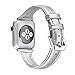 Secbolt Leather Compatible Apple Watch Band 38mm 40mm Slim Replacement Wristband Sport Strap Iwatch Nike+, Series 4 3 2 1, Edition Stainless Steel Buckle, Silver