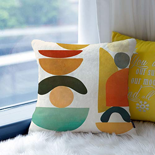 Qupace Modern Home Decoration Pillowcase Set Of 4 Abstract Geometric Decor Pillow Covers 18X18 Inch Rainbow Pillow Case Square Cushion Case For Sofa Couch Chair Modern Throw Pillow Cover #TOP1