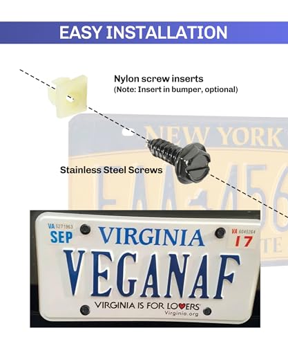 bylikeho License Plate Screws,Car Accessories Automotive Exterior Accessories Black License Plate Screws License Plate Bolts Kit,License Plate Fasteners with Nylon Screw Inserts,Fits Cars,SUVs,Trucks - Thumbnail 4