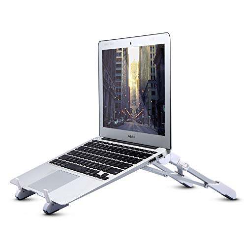 Usmascot Tragbarer Laptopständer, Leichter Mini-Laptopständer, Robuster Faltbarer Notebookhalter für MacBook Computer, für iPad Tablet und Smartphone, Höhenverstellbar, Einfach Zu Bedienen (Weiß) Cover