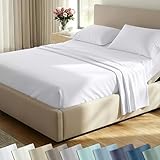 California Design Den Soft 100% Cotton Split King Sheet Set, 400 TC Good Housekeeping Award Winner, Silky Smooth Sateen Weave with Deep Pockets, Breathable and Durable Cotton Bedding Set - White